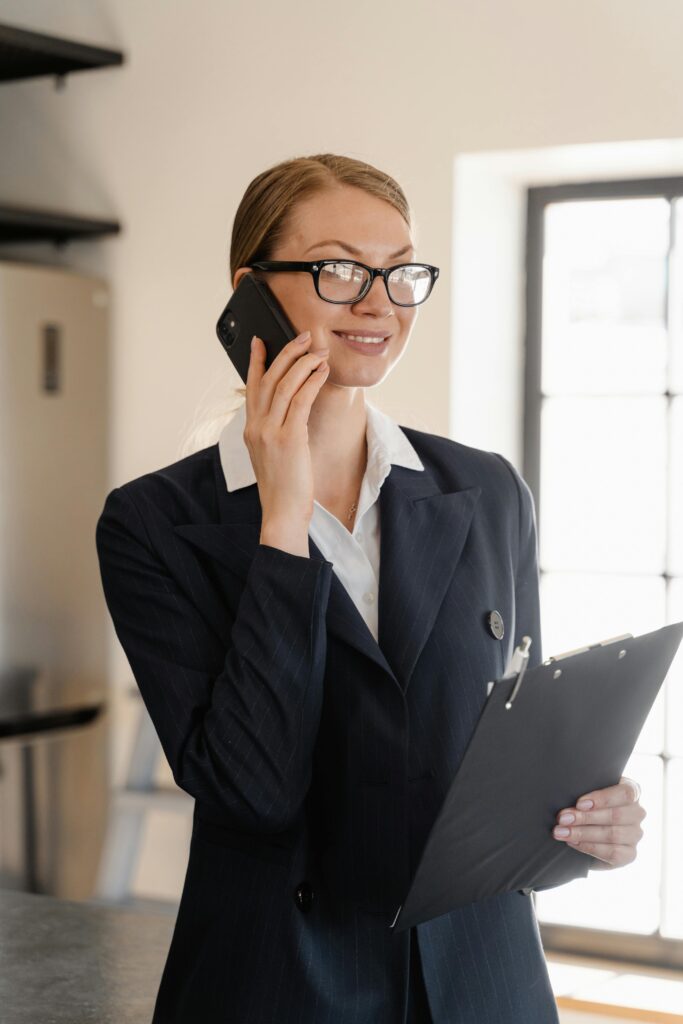 Real estate agent communicating with clients remotely